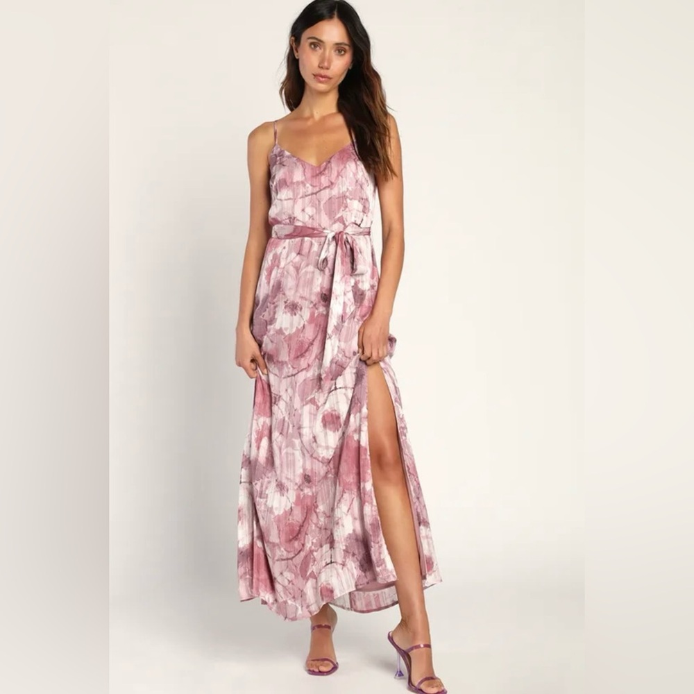 Elegant Pink Floral Maxi Dress